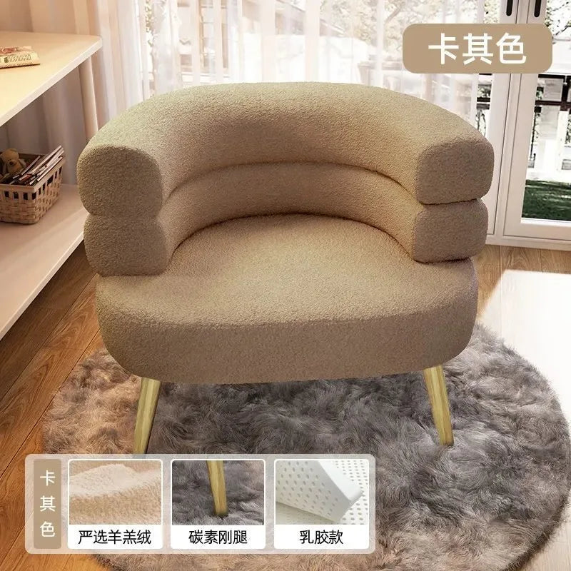 Living Room Lamb Velvet Lazy Sofa Chair Bedroom Makeup Chair Home Single Sofa Chair Lounge Chair