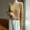 Autumn And Winter New Thick Wool Knitted Sweater Solid Color Round Neck Twist Loose Fashion Knitted Bottoming Shirt Top