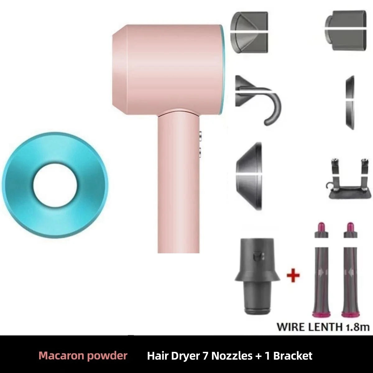 Professional negative ion hair dryer for home high-speed leafless constant temperature hair dryer quickly drying with curly nozz