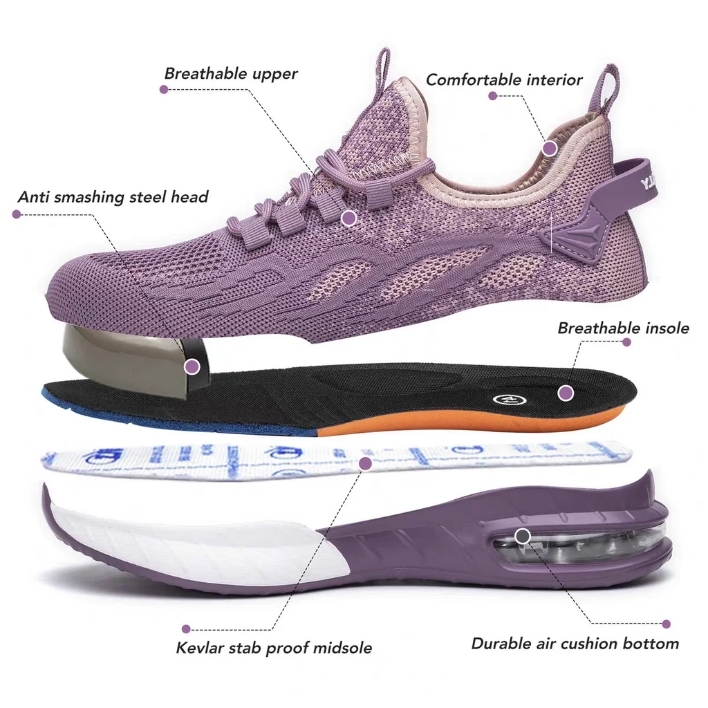 Women Safety Shoes For Work Safety Boots Breathable Steel Toe Puncture Proof Sport Work Sneakers Construction Security Boots
