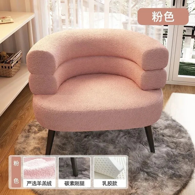 Living Room Lamb Velvet Lazy Sofa Chair Bedroom Makeup Chair Home Single Sofa Chair Lounge Chair