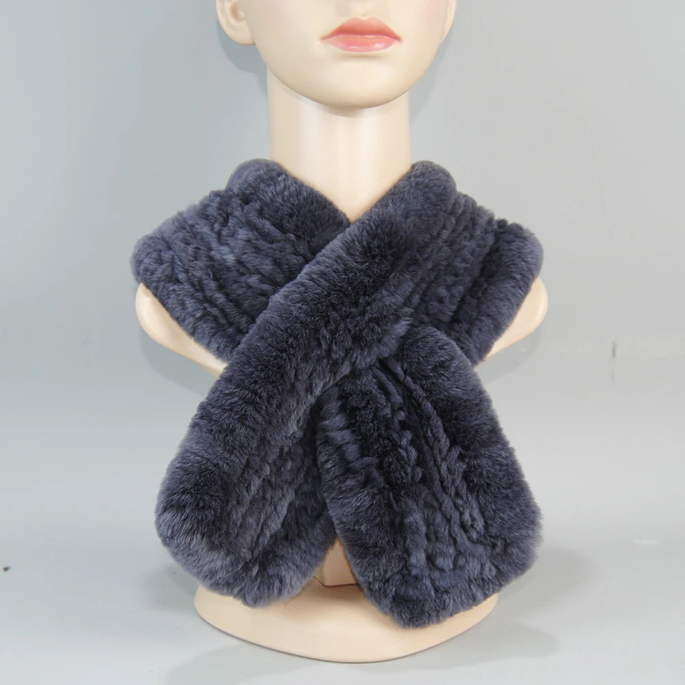 2025 New Fashion Women Real Rex Rabbit Fur Headbands Warm Good Elastic Real Rex Rabbit Fur Scarf Natural Rex Rabbit Fur Scarves