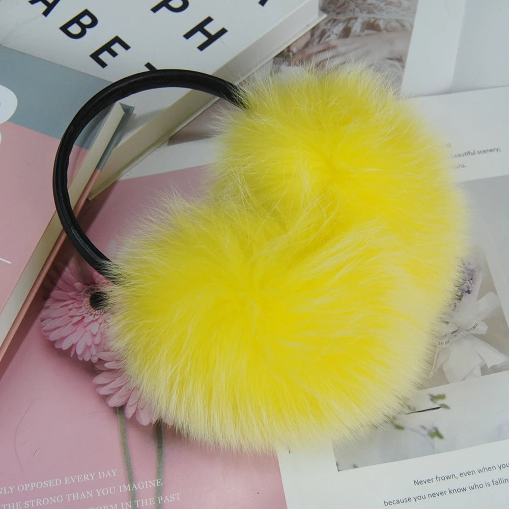 New Style Luxury Ladies Fox Fur Earmuffs Winter Women Warm Real Fox Fur Earmuffs Girl's Earlap Ultra Large Ladies Plush Earmuff