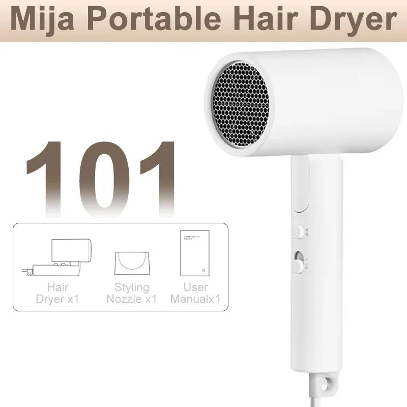 XIAOMI MIJIA Portable Anion Hair Dryer H101 Quick Dry Professinal Foldable 1600W 50 Million Negative Lons Home Travel Hair Care