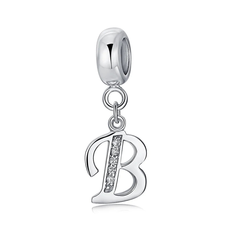 925 Sterling Silver Charms Original Letter Alphabet A-Z Pendant Beads Fit Brand Bracelets Necklaces Diy Jewelry For Women