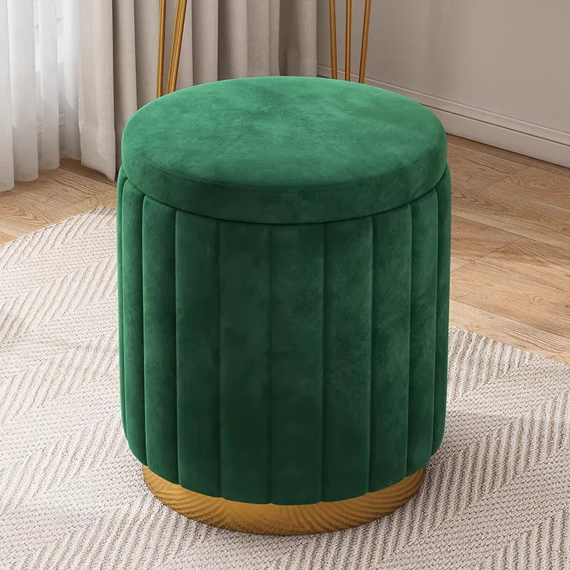 New Storage Round Stool, Shoe Changing Stool with Storage Space, Makeup Stool, Bedroom Dressing Table Round Stool