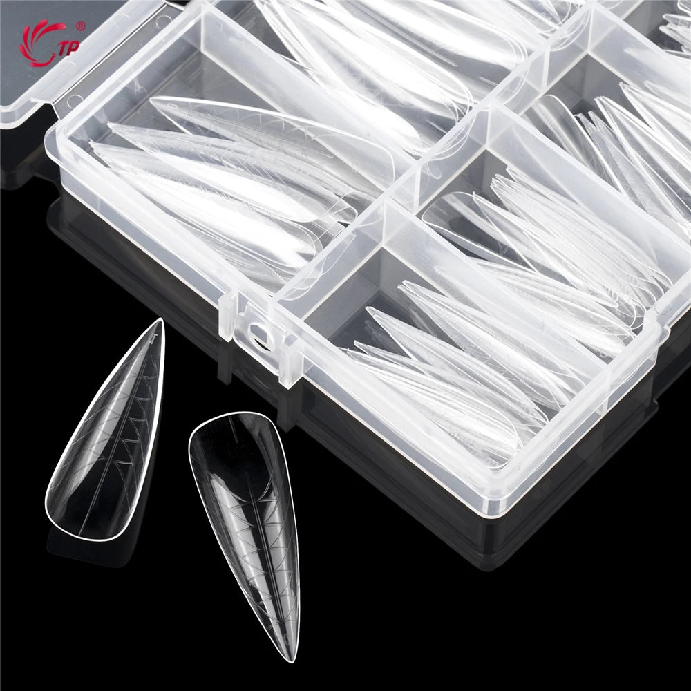 TP 75pcs/150pcs Stiletto Dual Form Nail Acrylic Quick Building Gel Mold Full Cover Extension Upper Mold False Nail Tips Top Form