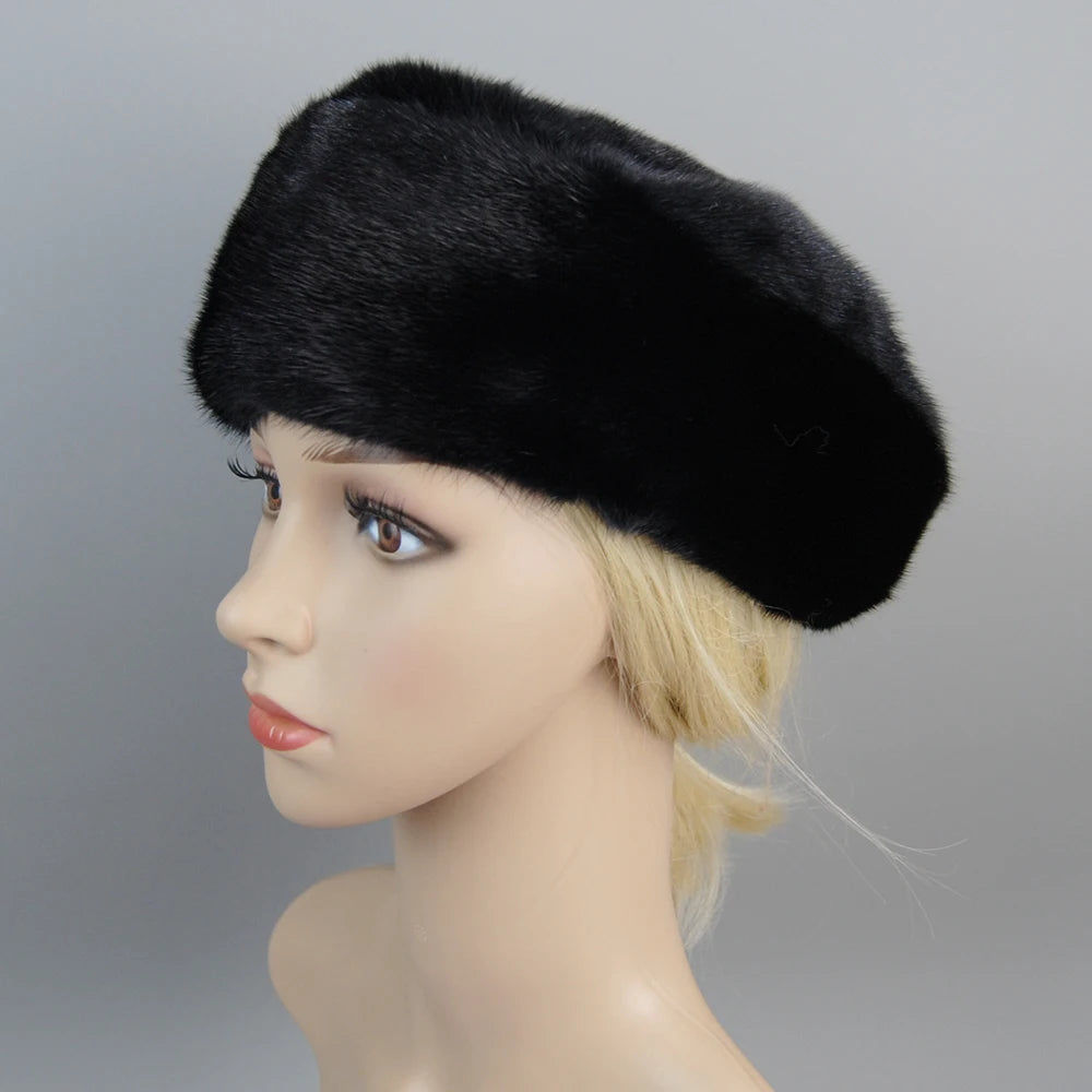 Women winter fur hats real mink fur hat thick knitted berets Russia new arrival fashion good quality female casual caps