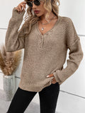 Autumn and winter new button V-neck pullover long sleeved knitted sweater