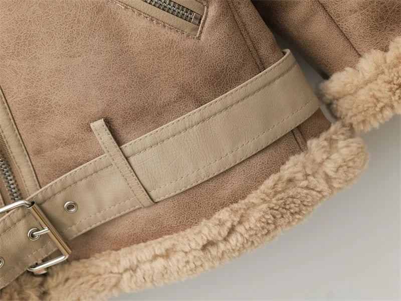 2025 new European and American women's fur one long sleeve standing collar double-sided jacket fur one thick warm coat