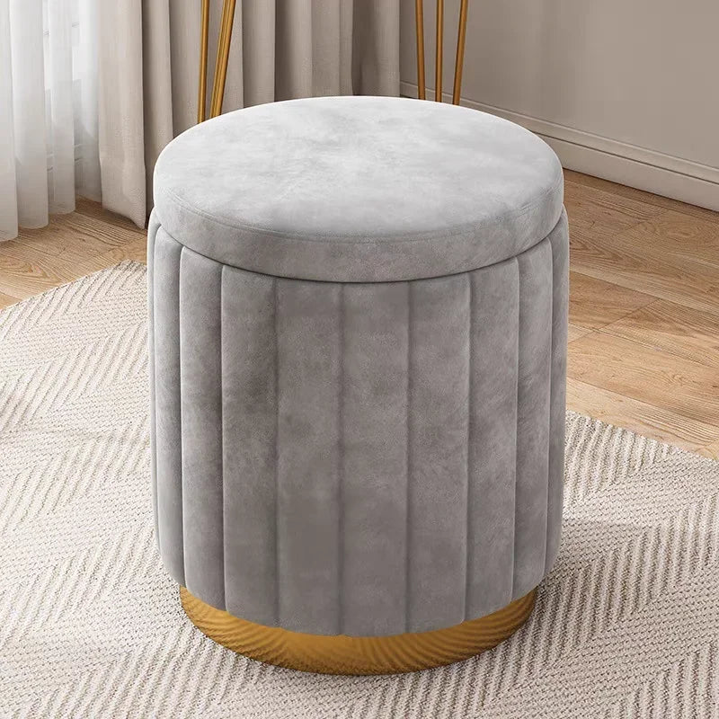 New Storage Round Stool, Shoe Changing Stool with Storage Space, Makeup Stool, Bedroom Dressing Table Round Stool