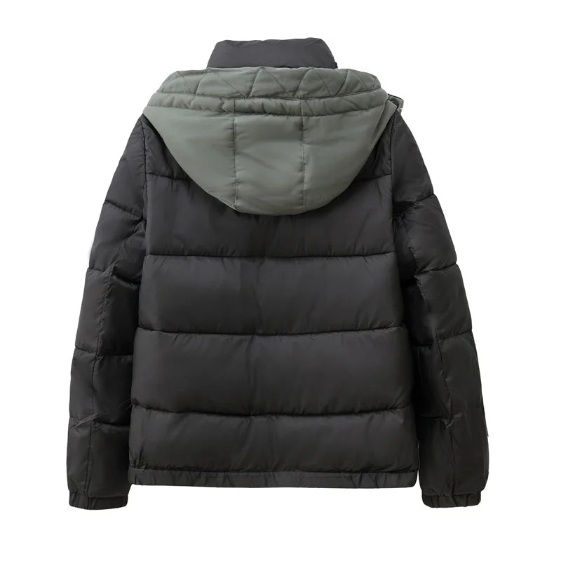 2025 stock women's hat detachable padded jacket short jacket thick thermal top