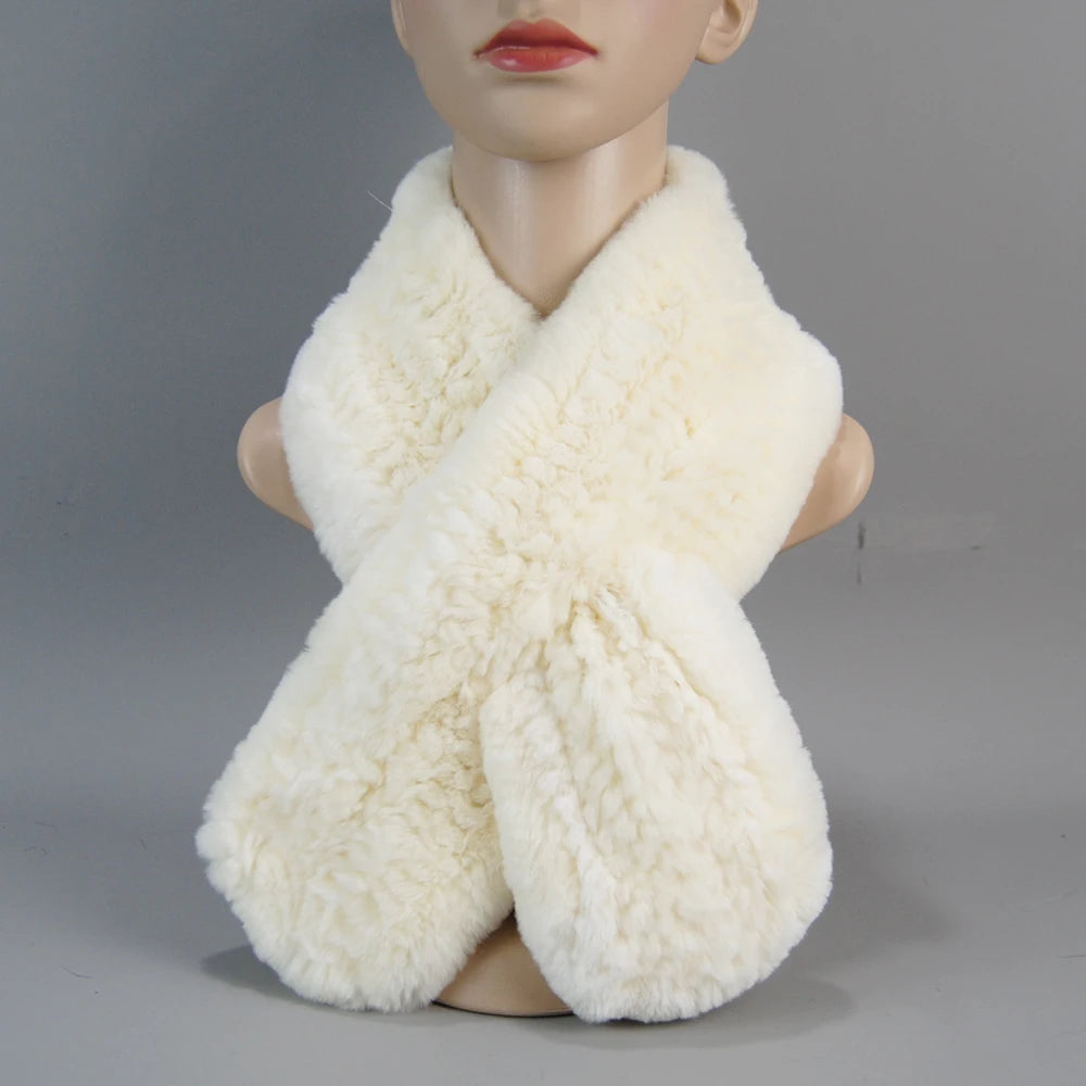 2025 New Fashion Women Real Rex Rabbit Fur Headbands Warm Good Elastic Real Rex Rabbit Fur Scarf Natural Rex Rabbit Fur Scarves