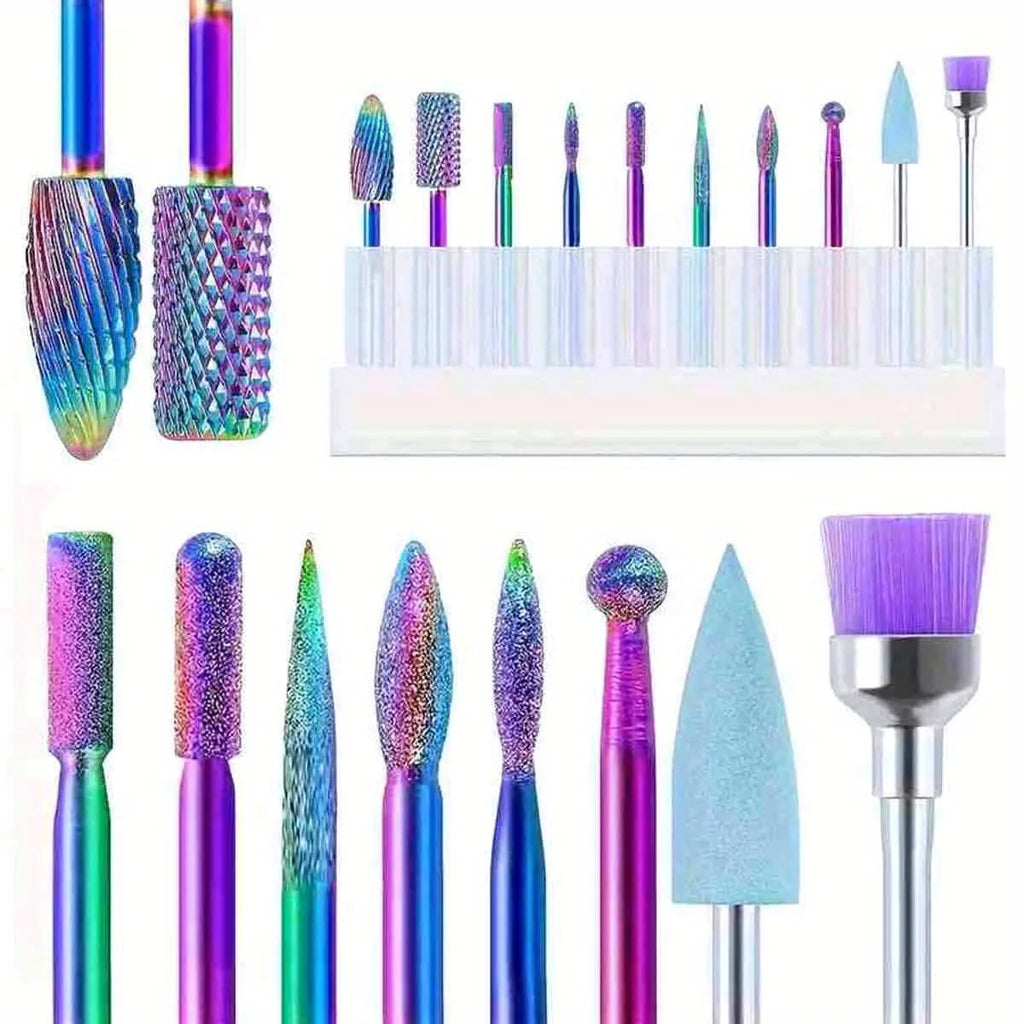 10/11/13/19Pcs/Box Professional Ceramic Nail Drill Bit Set Electric Manicure Nail File Bit For Acrylic Gel Nails And Cuticles