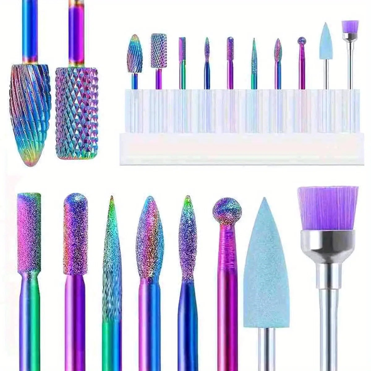 10/11/13/19Pcs/Box Professional Ceramic Nail Drill Bit Set Electric Manicure Nail File Bit For Acrylic Gel Nails And Cuticles