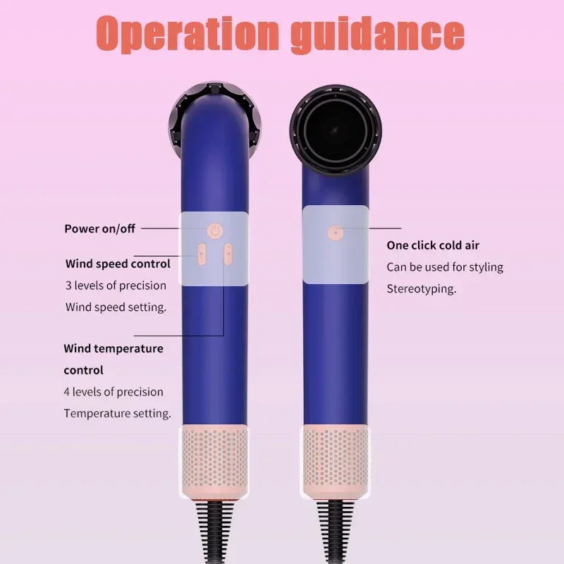 Hair dryer, 1400W high power, quick drying, lightweight body, low noise, comes with multiple types of air nozzles.