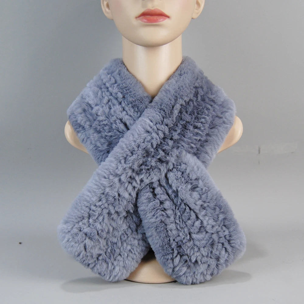 2025 New Fashion Women Real Rex Rabbit Fur Headbands Warm Good Elastic Real Rex Rabbit Fur Scarf Natural Rex Rabbit Fur Scarves