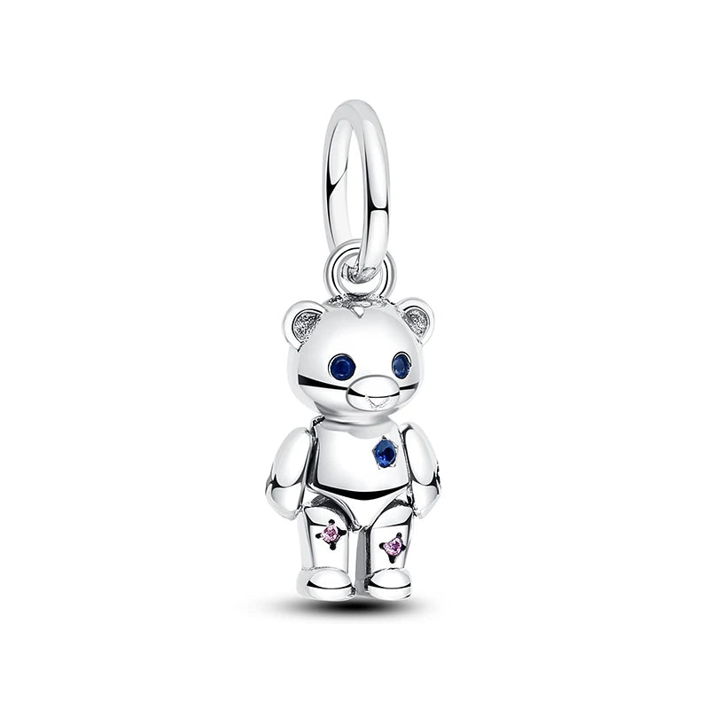 New Original 925 Sterling Silver Charms Star Moon Blue Crystal Glass Beads Fit Brand Bracelets Necklaces Jewelry For Women