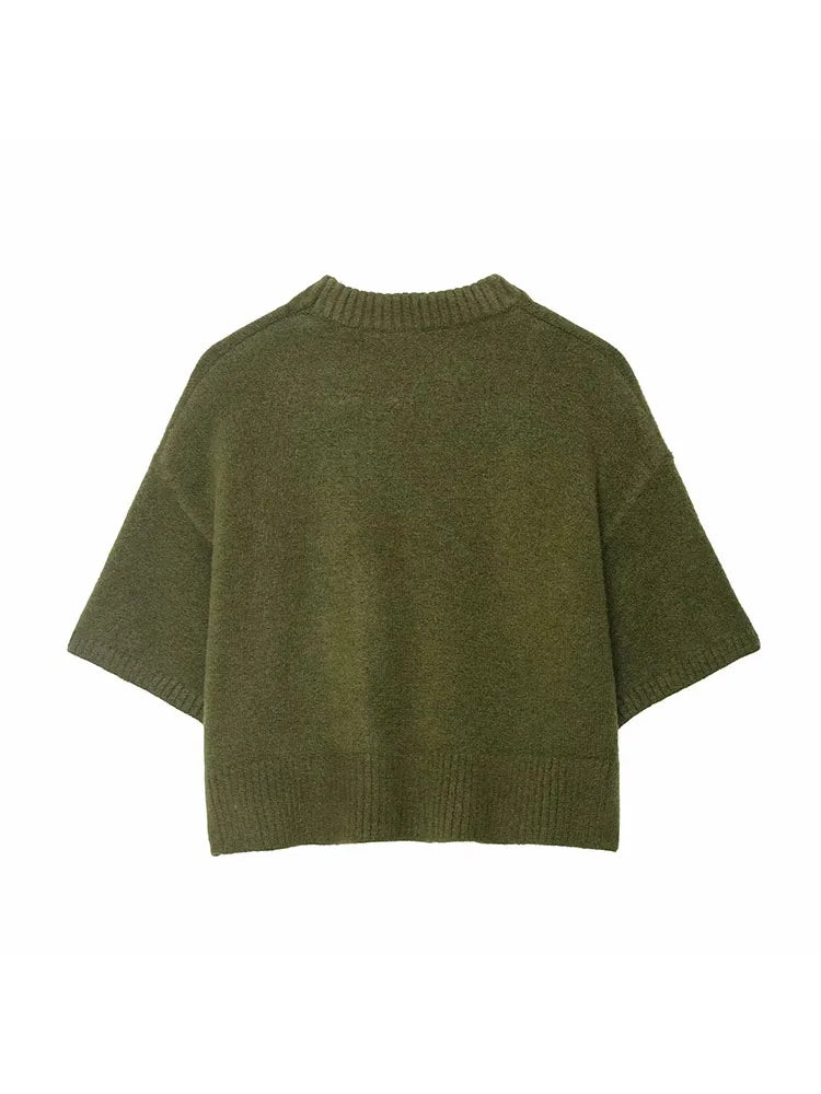 Women 2025 Autumn Winter New Sweater Turtleneck Short sleeve Knitted Pullover Korean Fashion Casual Pullover