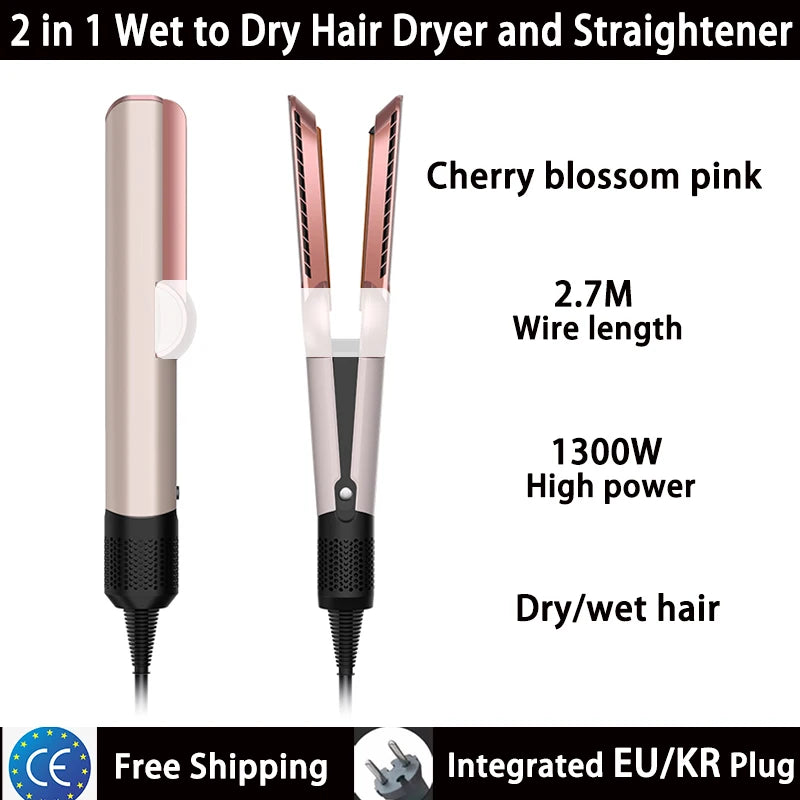 2-in-1 Hair Straightener and Dryer Combo - Negative Ion Heating Flat Iron for Quick, Long - Lasting Hair Styling at Home，salon