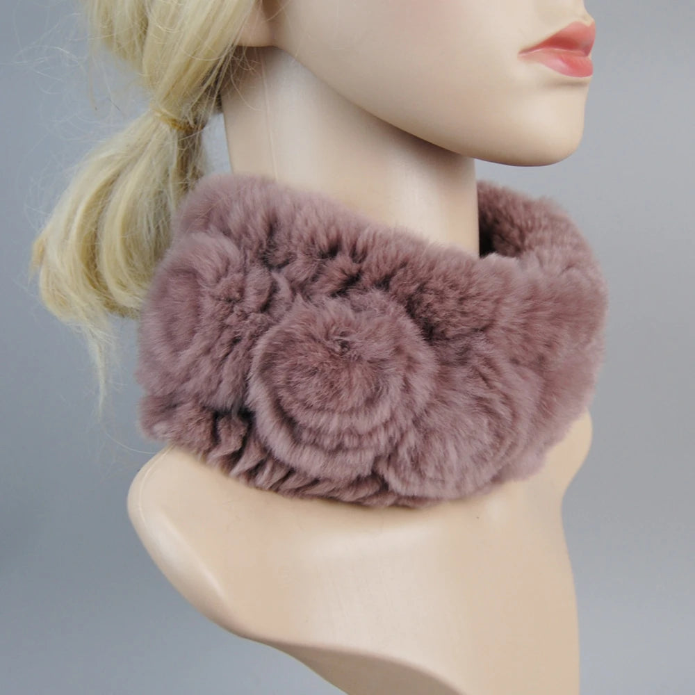 Winter Knitted 100% Natural Fur Hats Scarves Sets Women Warm Real Rex Rabbit Fur Hat Scarf Lady Fashiom Thick Rex Rabbit Fur Hat