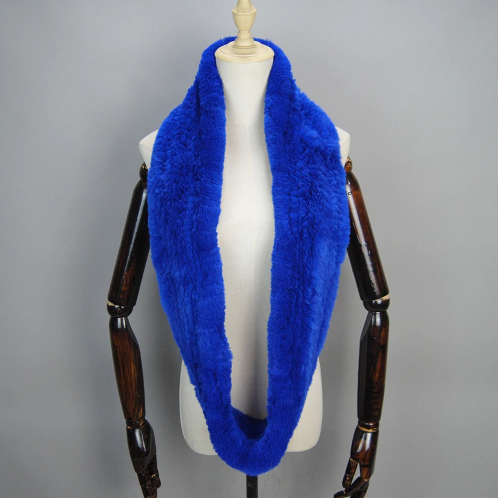 2025 Hot Sale Women New Real Fur Scarf Circle Long Real Fur Scarves Winter Warm Street Fashion Rex Rabbit Fur Muffler