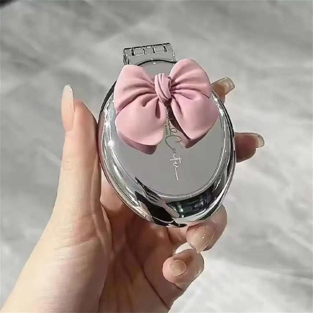 Foldable Comb with Detachable Makeup Mirror, 2-in-1 Function, Portable Air Cushion Massage Comb for Women.