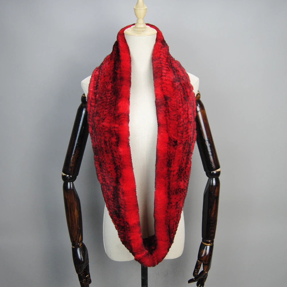2025 Hot Sale Women New Real Fur Scarf Circle Long Real Fur Scarves Winter Warm Street Fashion Rex Rabbit Fur Muffler
