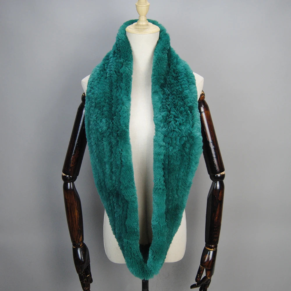 2025 Hot Sale Women New Real Fur Scarf Circle Long Real Fur Scarves Winter Warm Street Fashion Rex Rabbit Fur Muffler