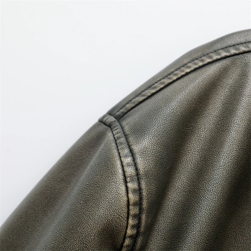 ladies 2025 new vintage do old washed leather imitation leather locomotive type PU jacket women's coat top