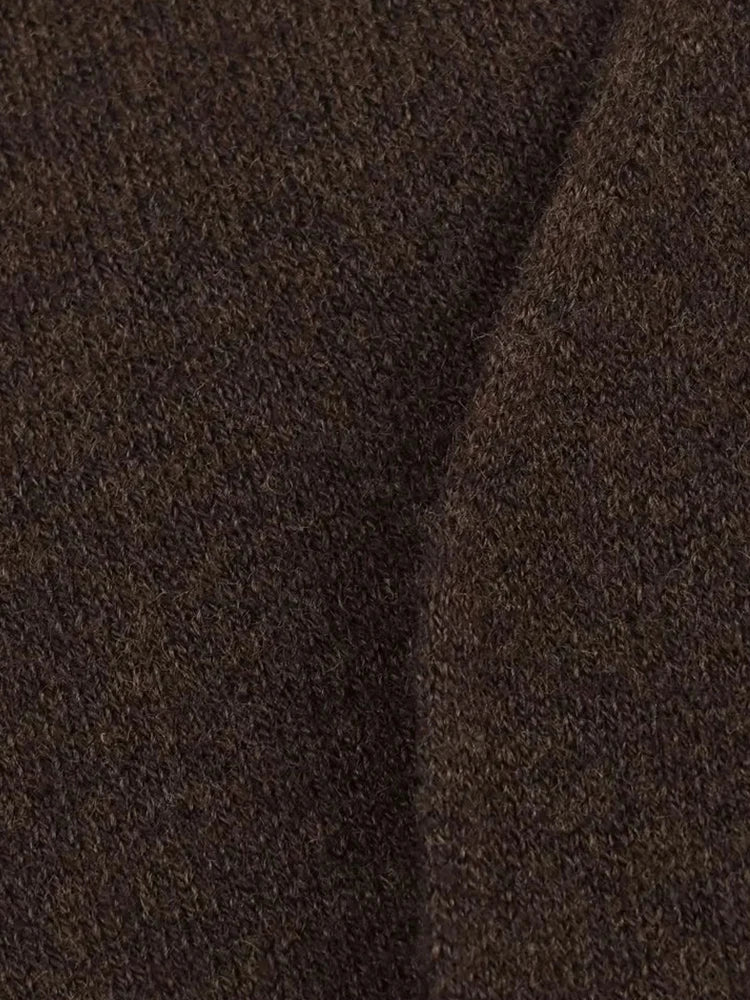 Women's New Vintage Loose Sweater Cardigan Women Casual V-Neck Long Sleeve With Belt Brown Coats Lady Solid Street Outwear