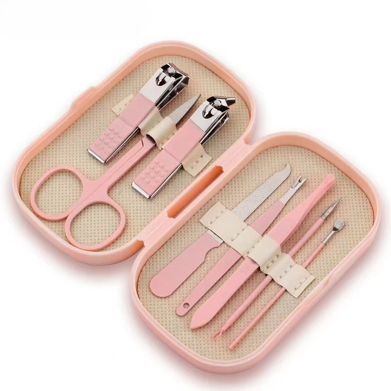 8pcs Manicure Foot Care Kit Including Nail Clippers and Trimming Tools with Portable Storage Box
