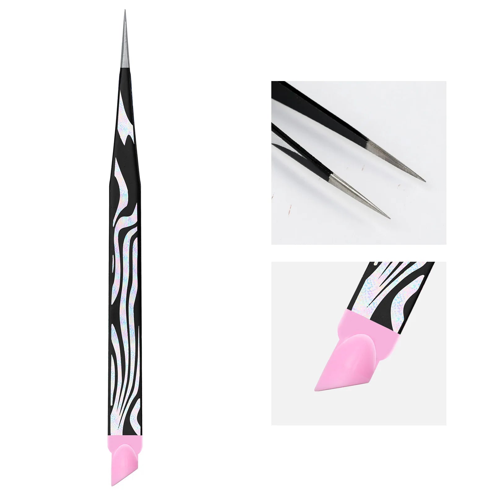 Multi-Purpose Eyelash Extension Tweezers – For False Eyelashes, Nail Stickers & Rhinestones, with Silicone Cushion Tip