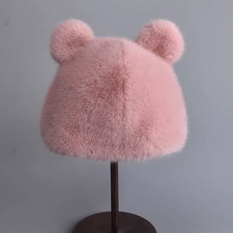 Winter Luxury Faux Mink Fur Beanies Caps Women's Earmuffs Fashion Warm Cap Berets Faux Mink Fur Brim 2025 Fashion Warmer Cap