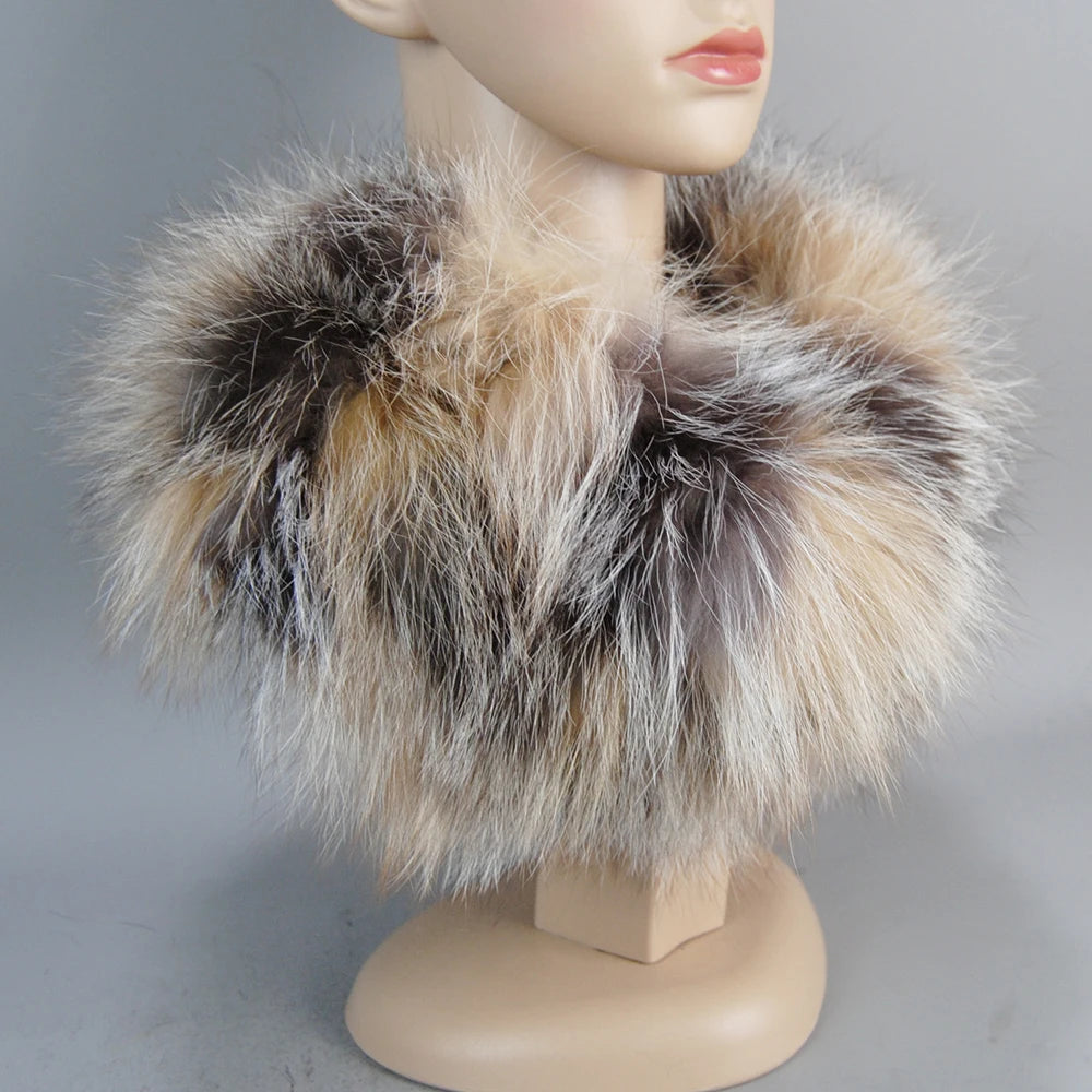 2025 New Style Luxury Women Winter Real Fur Scarves Warm Real Fox Fur Mufflers 100% Natural Fox Fur Collar Scarf Ring