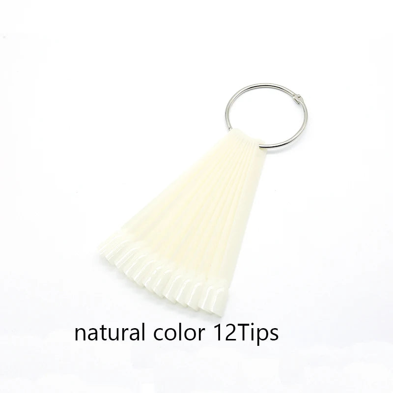 50Pcs False Tips Clear Nature Nail Art Display Oval Fan Style Nail Swatch Polish Stand Tips Practice Manicure Accessories Tool