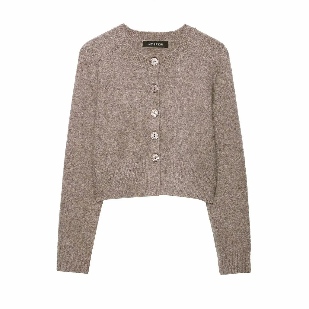 Women 2025 Autumn Basic Casual Short Cardigan Elegant Knitted Cardigans For Women Daily Ladylike Knitted Sweater Knitwear Coat