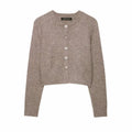 Women 2025 Autumn Basic Casual Short Cardigan Elegant Knitted Cardigans For Women Daily Ladylike Knitted Sweater Knitwear Coat