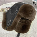 2025 Fashion Men's 100% Natural Rex Rabbit Fur Bomber Hats Winter Russian Man Warm Real Sheepskin Leather Hat Male Real Fur Caps