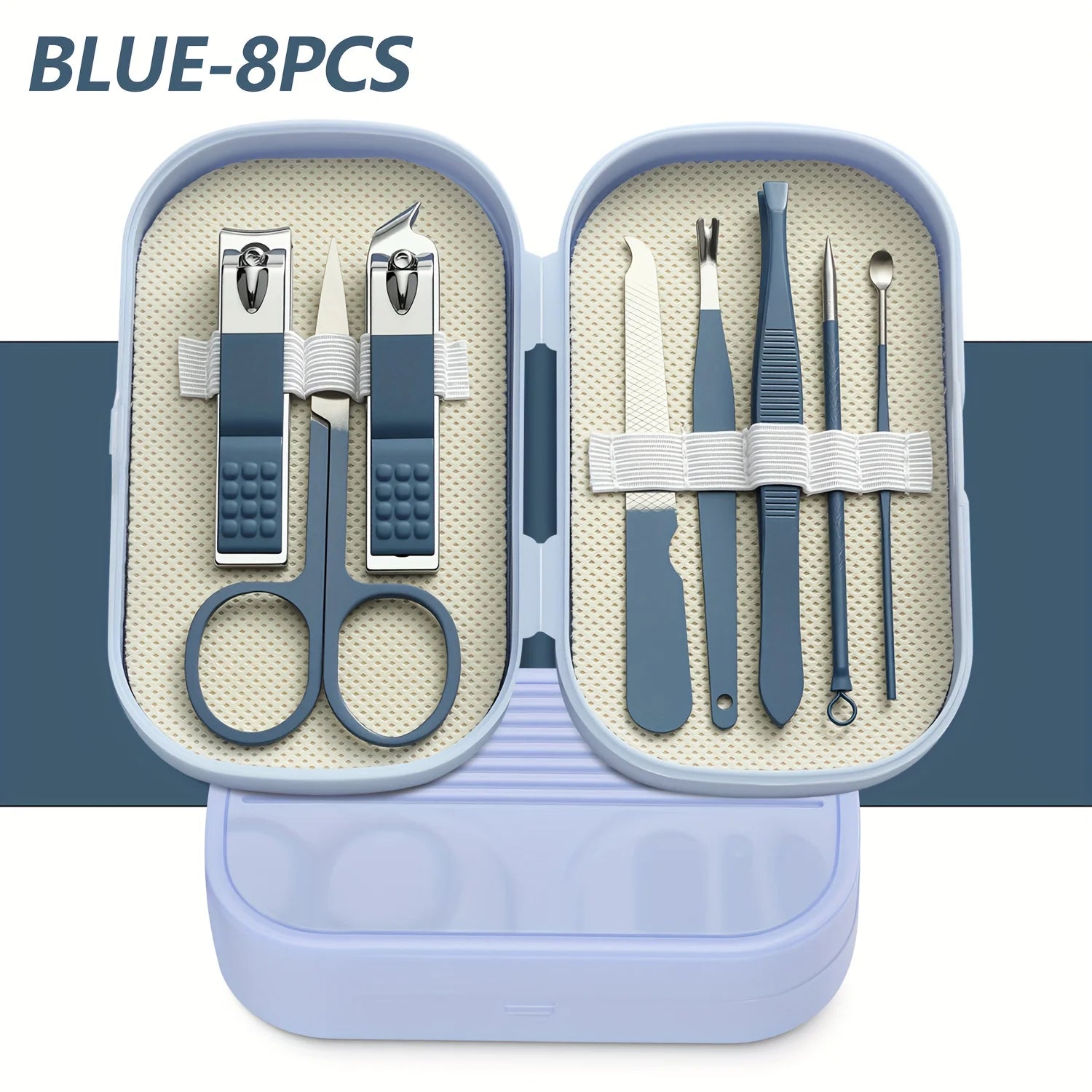 8pcs Manicure Foot Care Kit Including Nail Clippers and Trimming Tools with Portable Storage Box