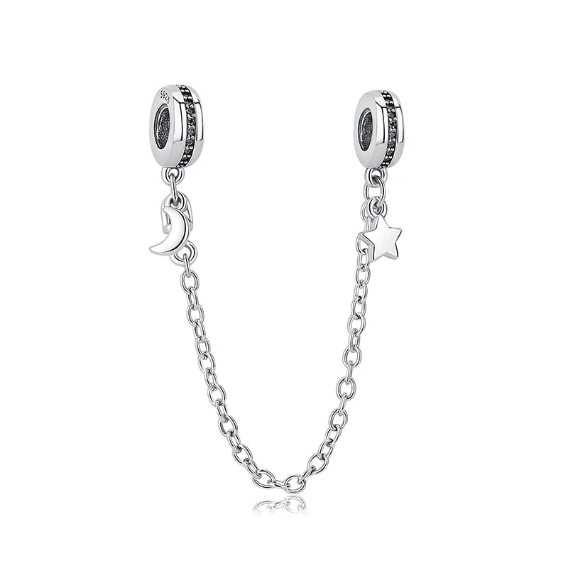 New Original 925 Sterling Silver Charms Star Moon Blue Crystal Glass Beads Fit Brand Bracelets Necklaces Jewelry For Women