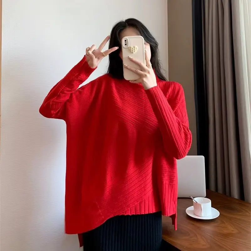 2025 Autumn Winter Women Sweater Turtleneck Cashmere Sweater Women Knitted Pullover Fashion Keep Warm Loose Tops