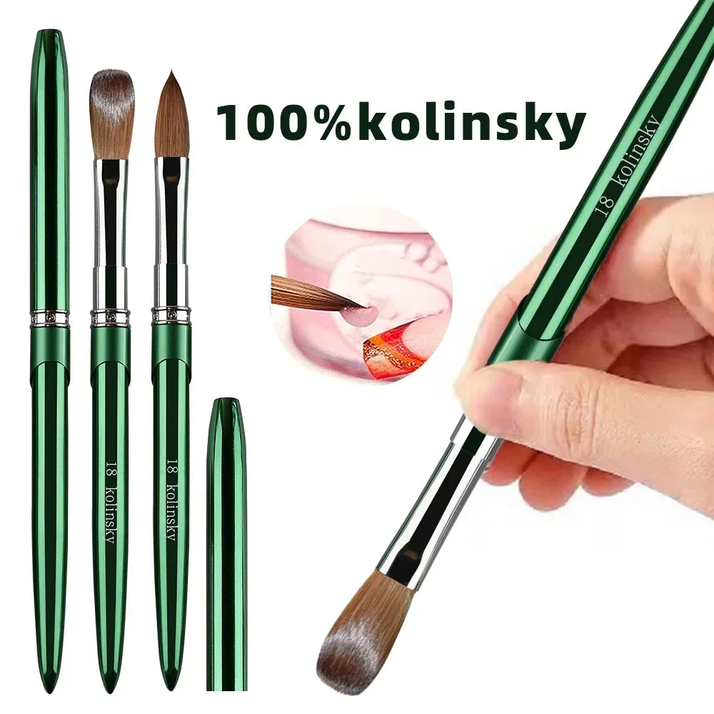 New High Quality Kolinsky Acrylic Nail Brush New Product Metal 100% Pure Kolinsky Brush for Acrylic Nails Sizes 2-18 Nail Tool