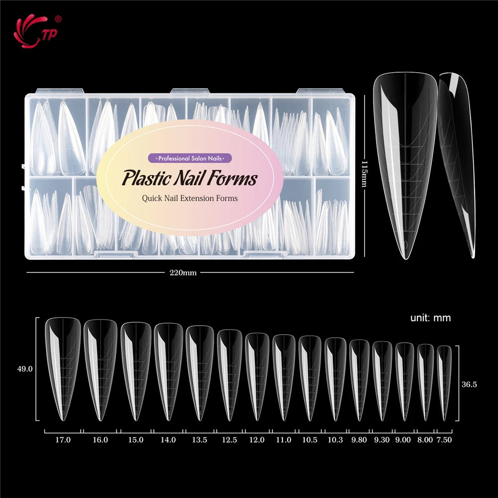 TP 75pcs/150pcs Stiletto Dual Form Nail Acrylic Quick Building Gel Mold Full Cover Extension Upper Mold False Nail Tips Top Form
