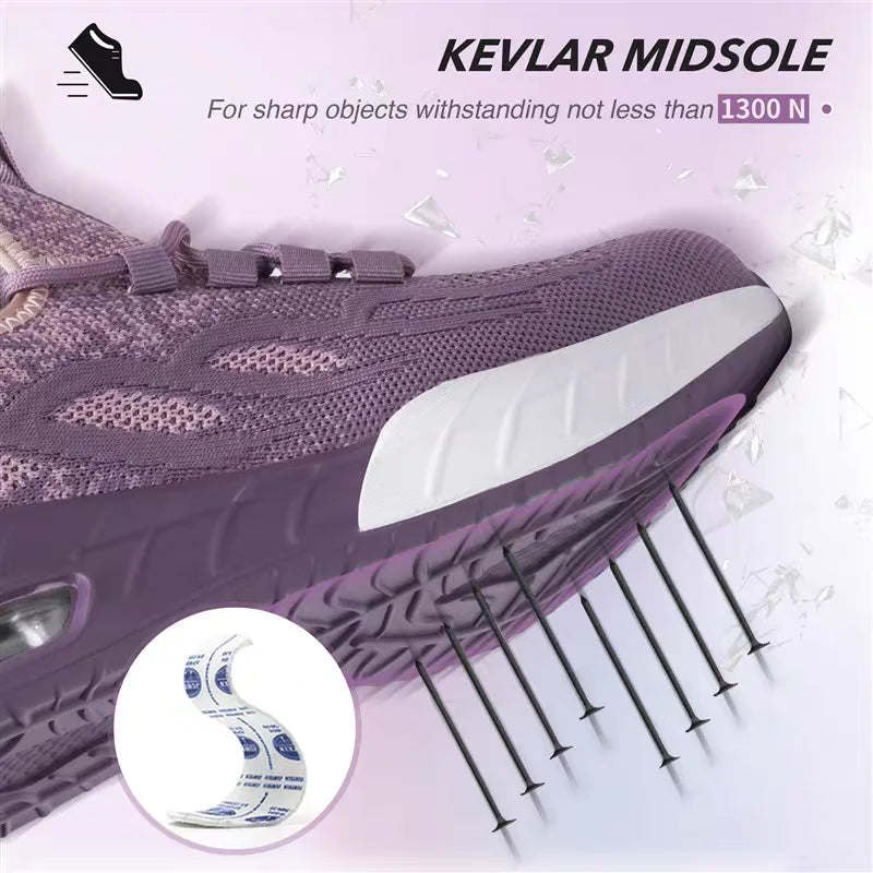 Women Safety Shoes For Work Safety Boots Breathable Steel Toe Puncture Proof Sport Work Sneakers Construction Security Boots