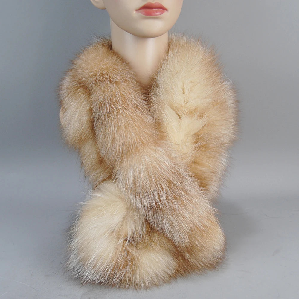 2025 Brand Hot Sale Men Women Genuine Fox Fur Scarf 100% Real Natural Fox Fur Collar Scarves Wraps Good Quality Fur Ring Muffler