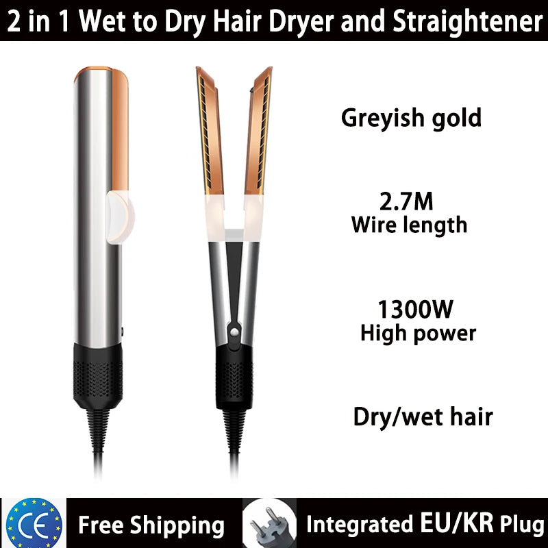 2-in-1 Hair Straightener and Dryer Combo - Negative Ion Heating Flat Iron for Quick, Long - Lasting Hair Styling at Home，salon