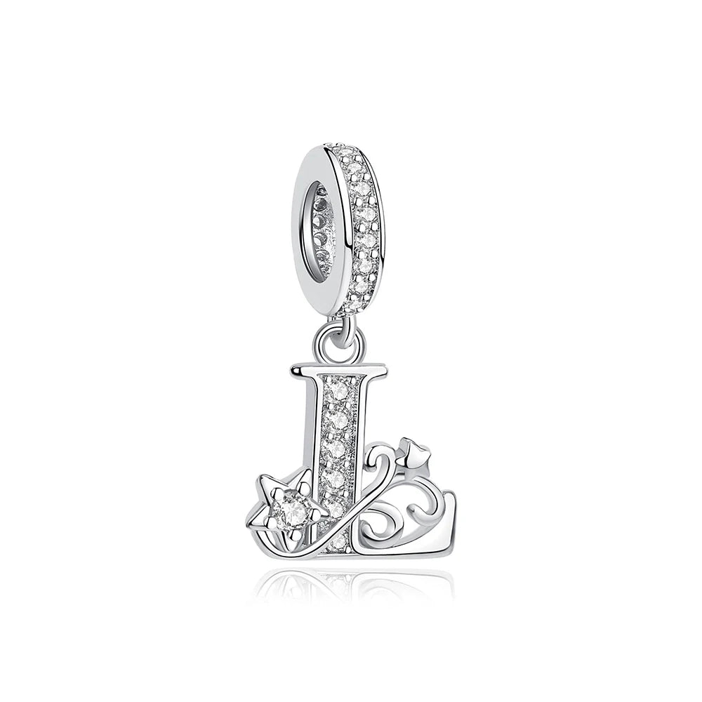 925 Sterling Silver Charms Original Letter Alphabet A-Z Pendant Beads Fit Brand Bracelets Necklaces Diy Jewelry For Women