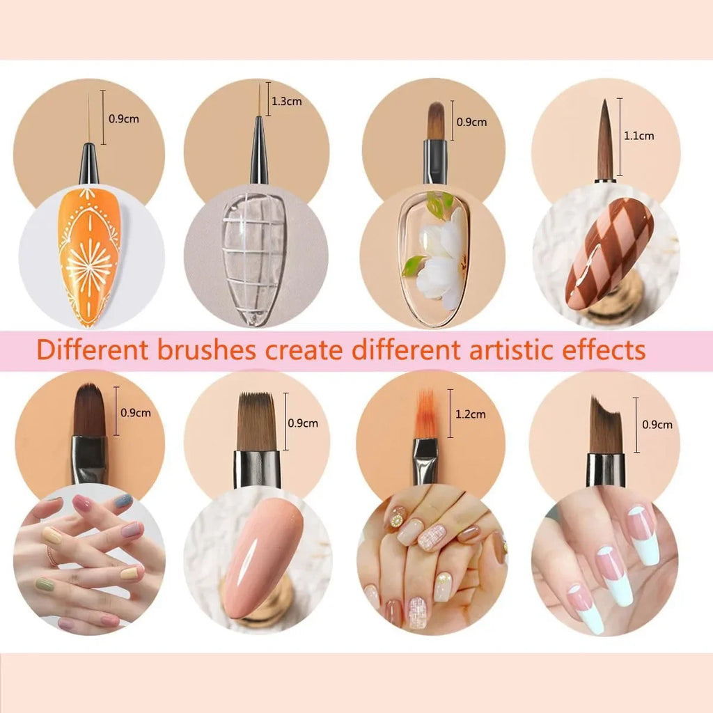 9-Piece Nail Art Brush Set, Nail Design Tool Kit with Acrylic Nail Brushes, Gel Brushes, Nail Art Pens, for Salon and Home Use
