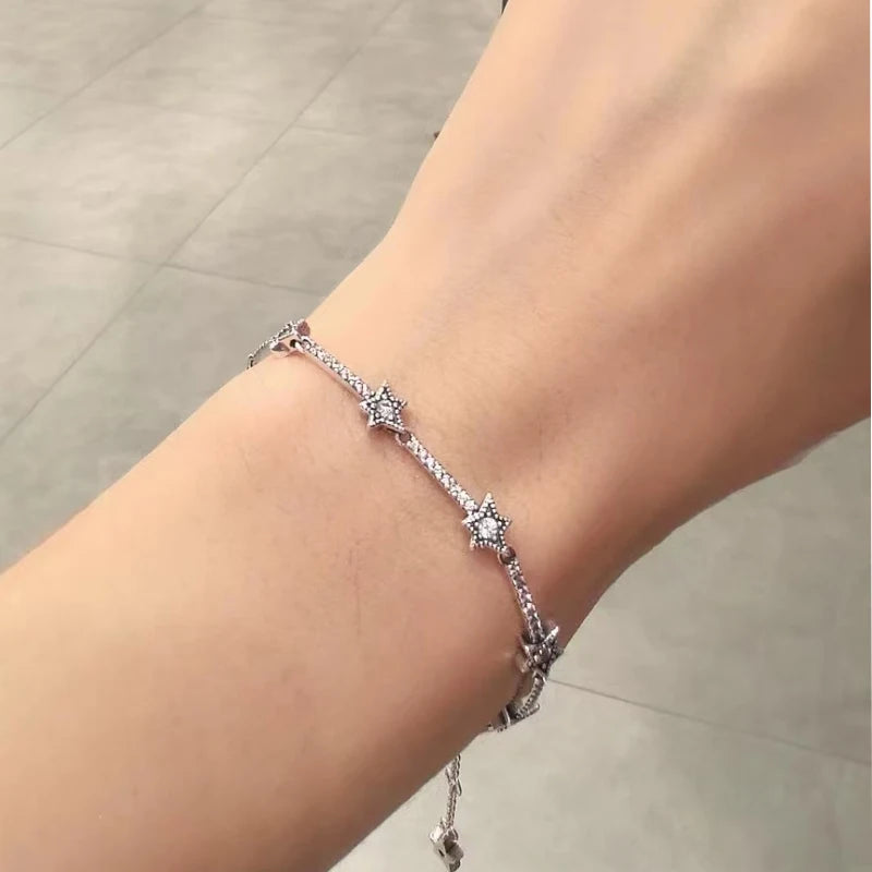 New 925 sterling silver women's charm classic adjustable fashion tennis bracelet New Year Christmas surprise jewelry